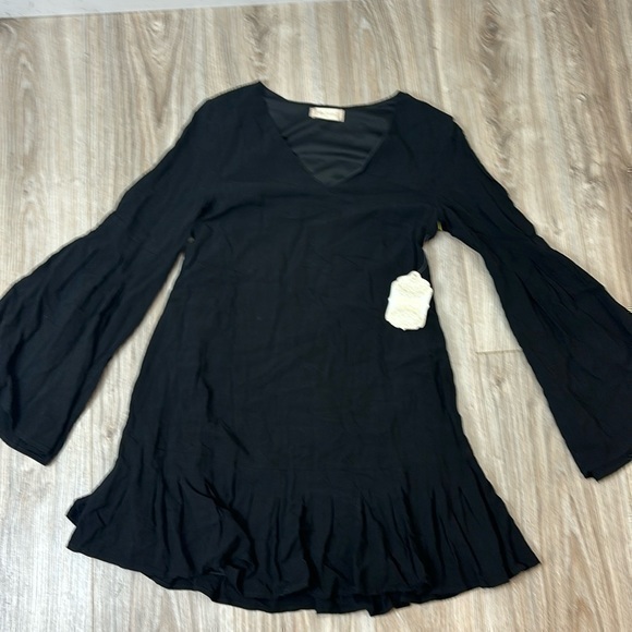 Altar'd State Black Ballon Sleeves Shirt Dress Size Xs Black Nwt